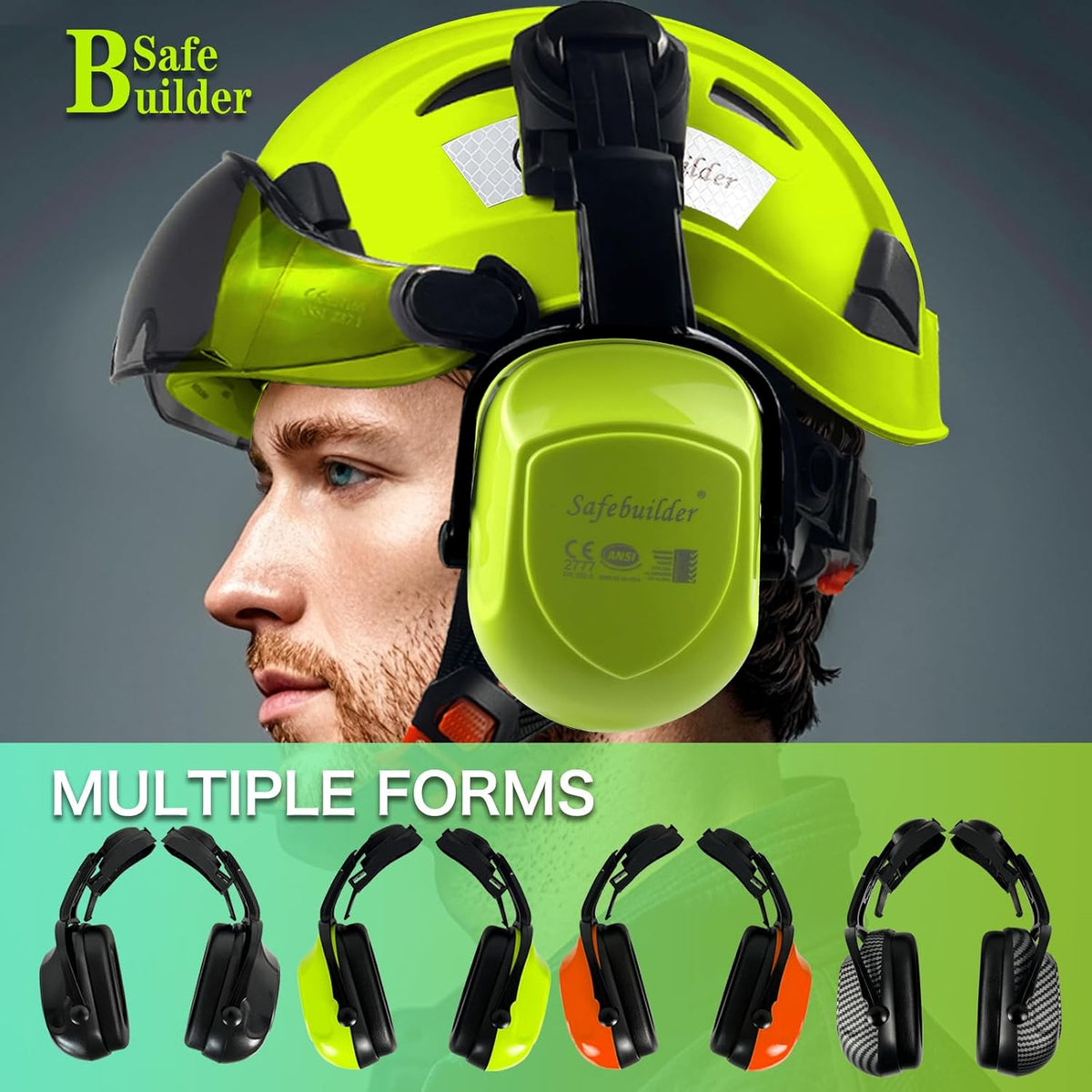 30dB Ear Muffs Hard Hats Type Safety Earmuffs For Safety Helmet Hearing Protection Earmuffs ANSI S3.19