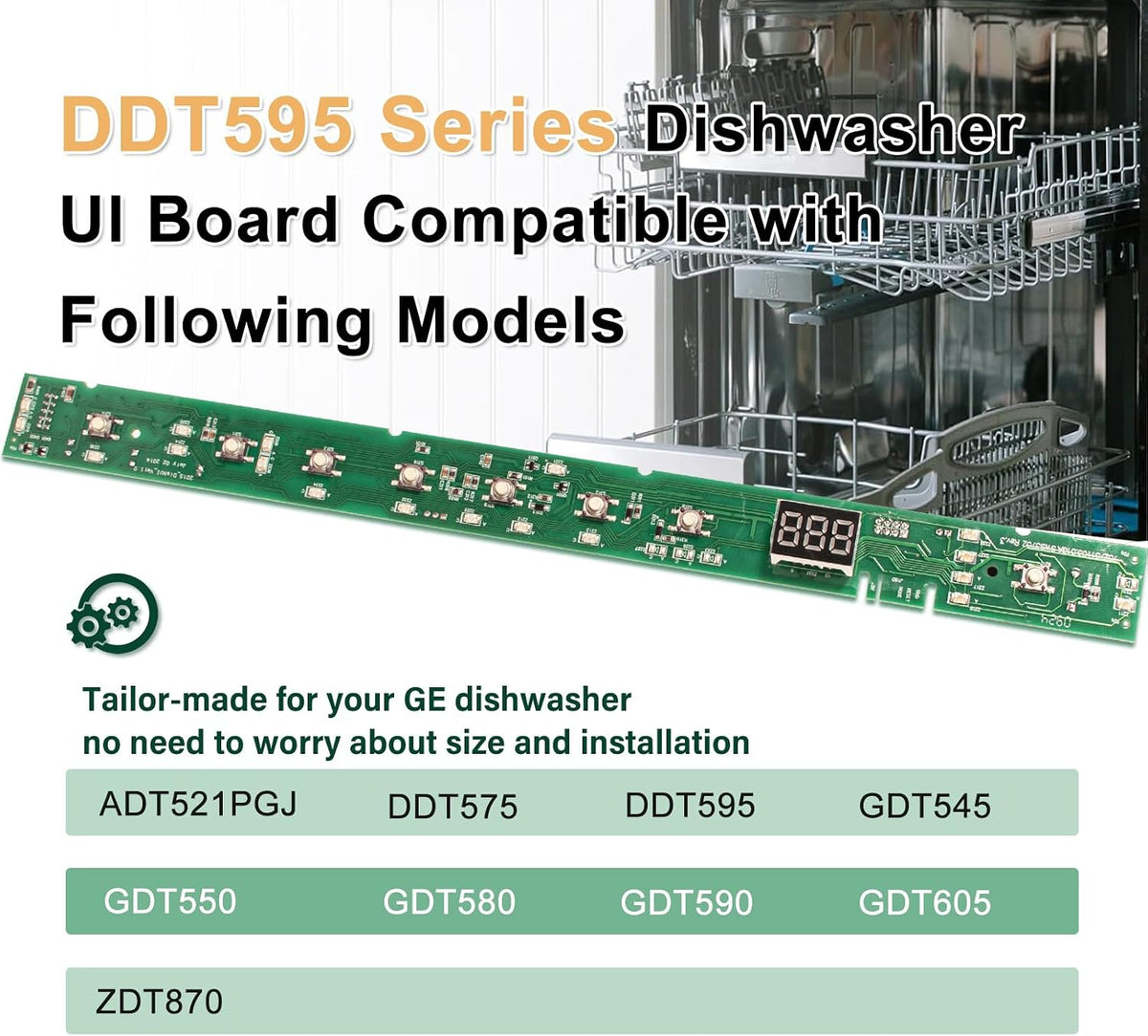 Dishwasher UI Board Compatible with GE DDT595 Series DDT595SGJ4WW