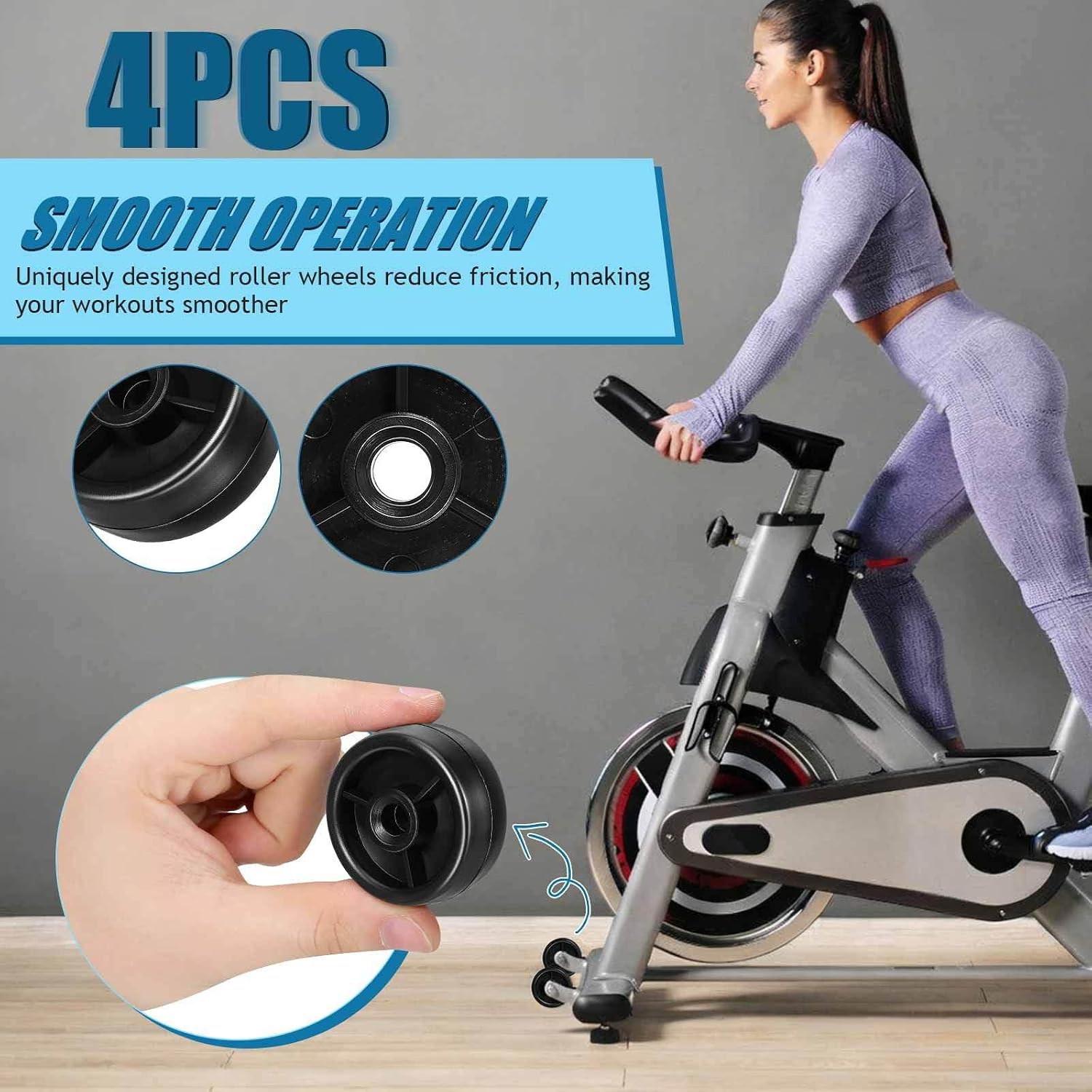 Universal Roller Wheels for Fitness Equipment, 4pcs Heavy Duty Caster Wheels Replacement for Treadmill Exercise Bike