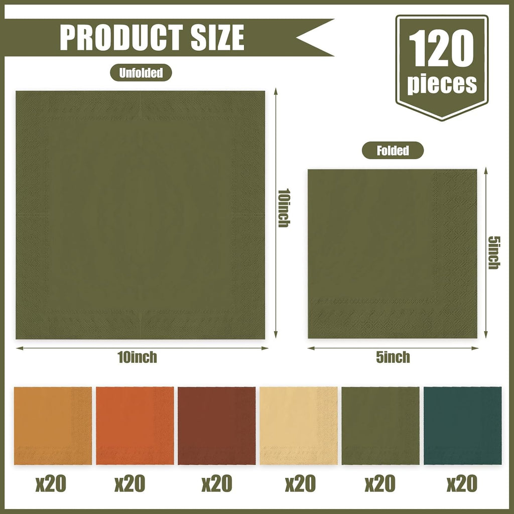 120 Pack Fall Cocktail Napkins Disposable Paper Beverage Napkins