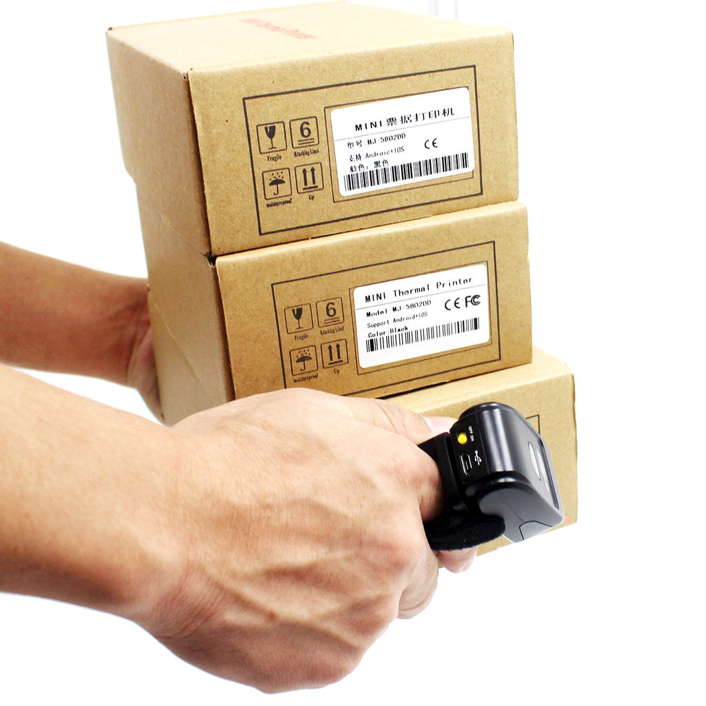 Bluetooth Ring 1D 2D QR Barcode Scanner,Wearable Wireless Finger Mini Bar Code Reader Scanner Compatible for Windows