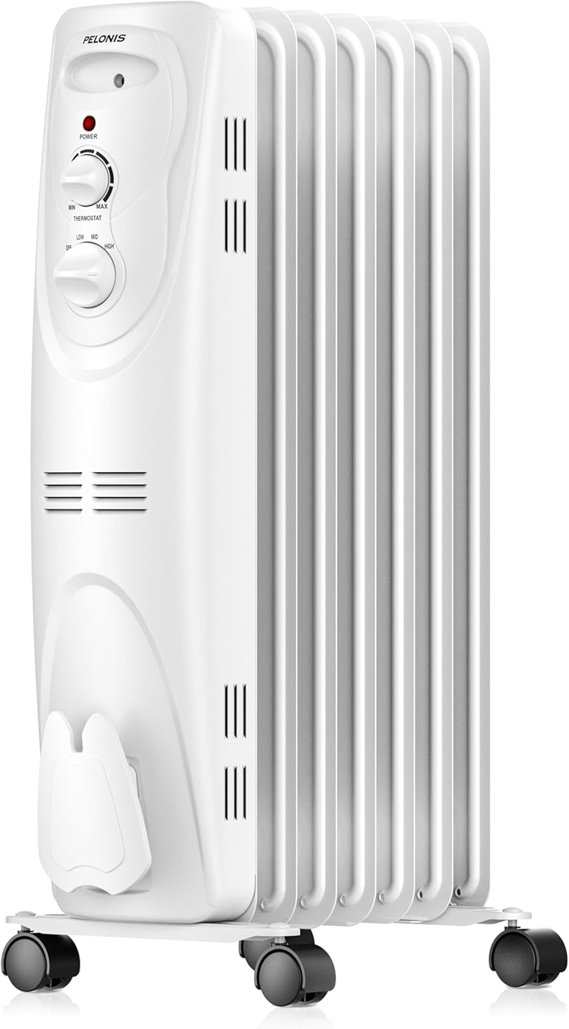 Radiator Heater for Large Space, Electric Oil Filled Radiator, Dual Knobs, 1500W, Quiet Space Heater, 3 Modes