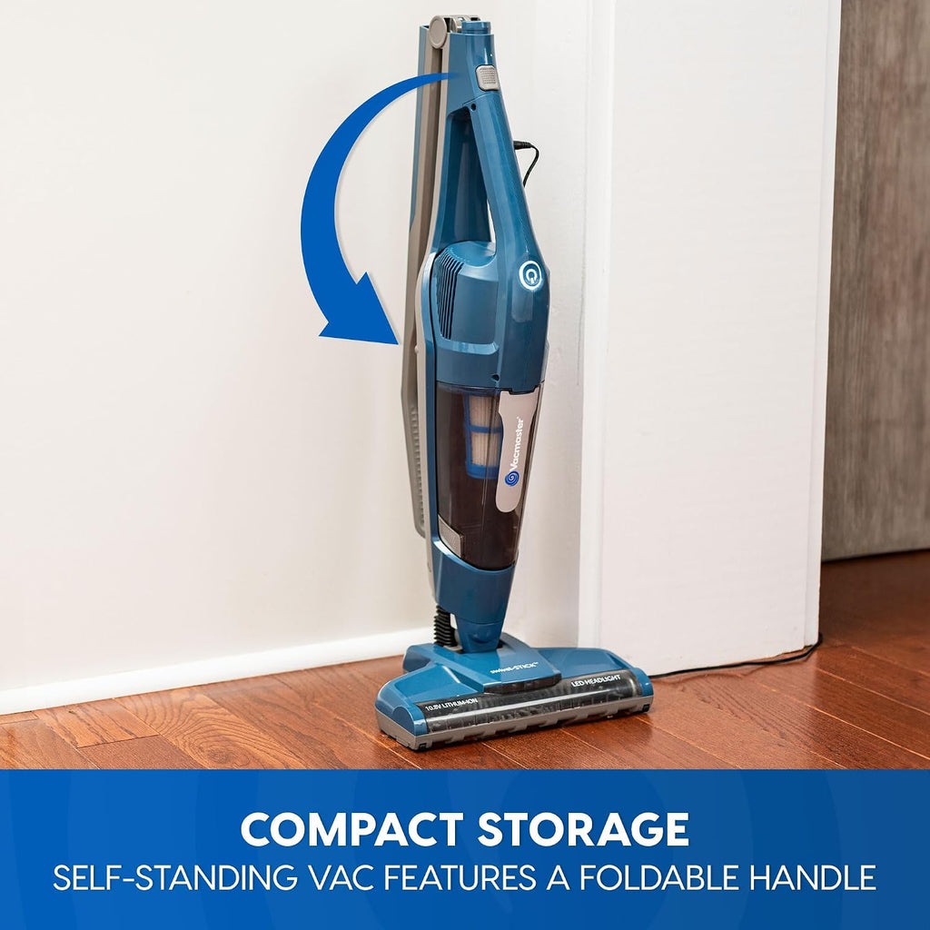 Portable 10.8V 2-in-1 Cordless Stick Vacuum Cleaner | Lightweight, 2-Speed Power Control, LED Headlight, for Hardwood