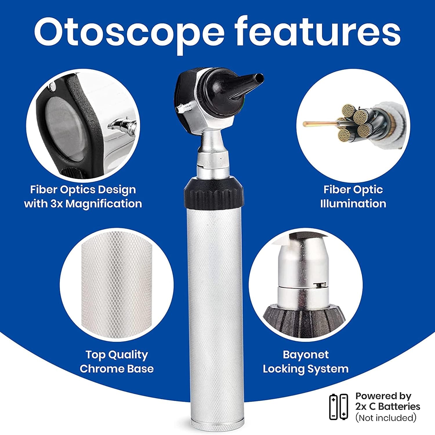 Combo Otoscope Oph Set - Multi-Function Otoscope/Opthalmoscope for Ear & Eye Examination with Portable Carry Case