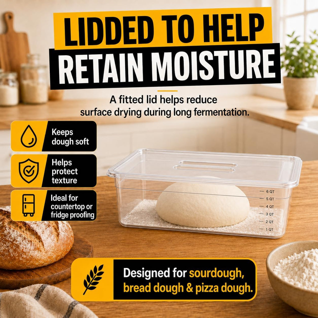 Sourdough Proofing Containers, 2 Pack 6QT Clear Dough Rising Boxes with Lids, Stackable Bulk Fermentation Containers