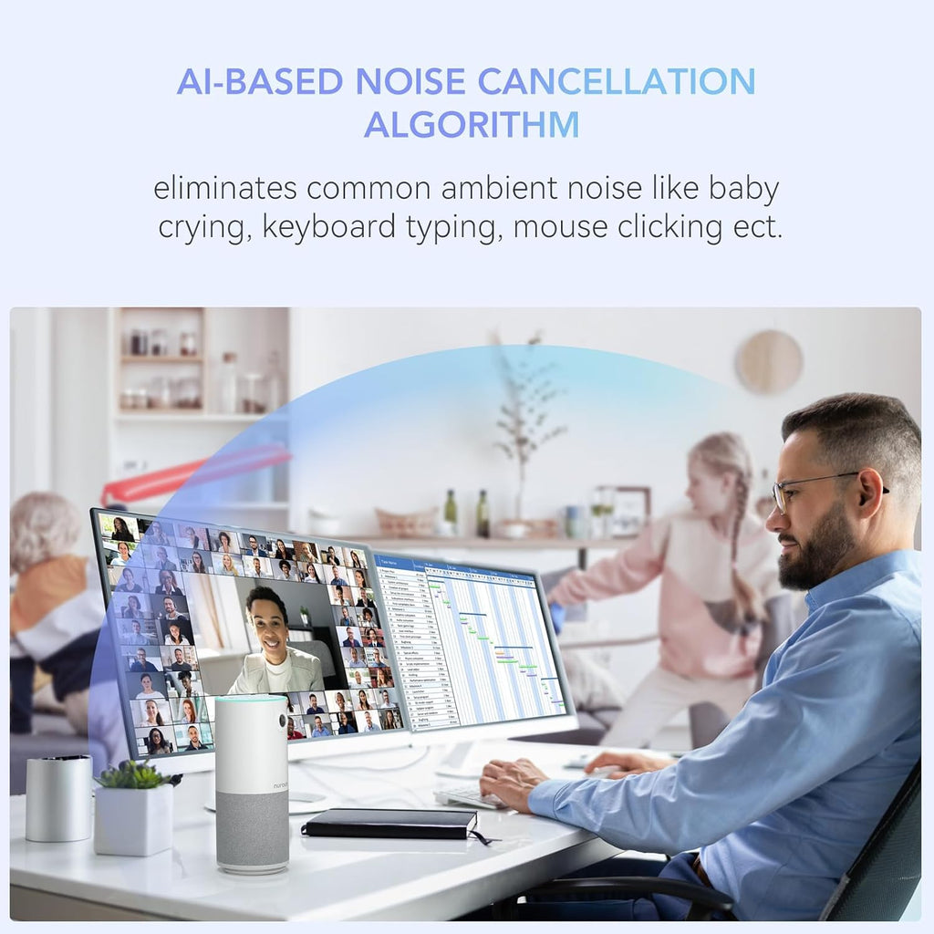 C10 1080P Conference Webcam with Microphone Speaker, Portable | 4 Noise Cancelling MEMS Mics, 2MP CMOS Sensor, 90°