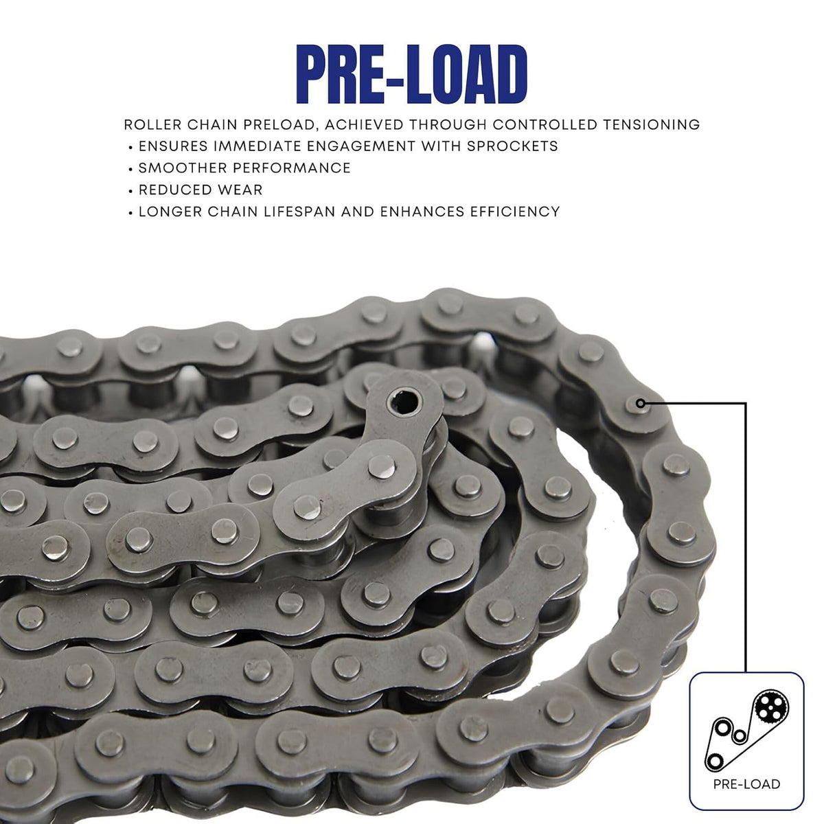 Jeremywell 60H Heavy Duty Roller Chain 10 Feet with 1 Connecting Link
