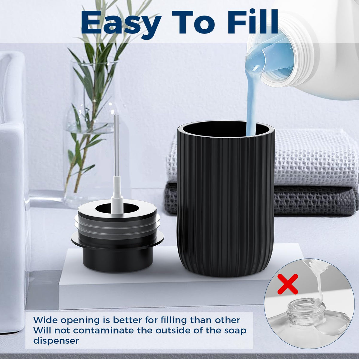 Ceramic Foaming Hand Soap Dispenser, 12 oz Bathroom Soap Dispensers 2Pack