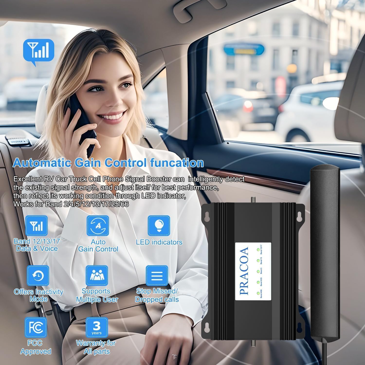 RV Cell Phone Signal Booster Car Truck RV Cell Phone Booster Car Vehicle SUV Support All Carriers AT&T T Mobile