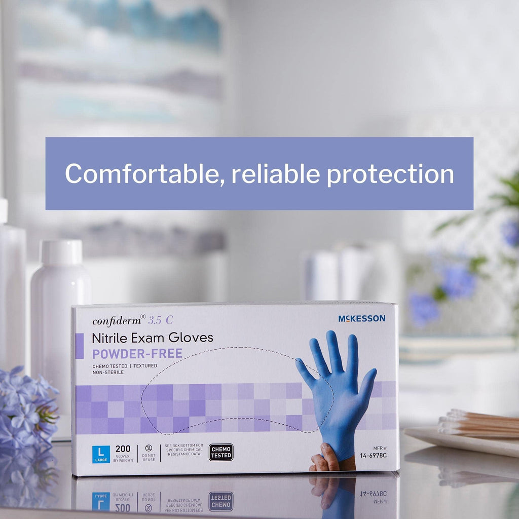 Confiderm 3.5C Nitrile Exam Gloves, Blue, Small, 200 ct