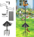Bird Feeder Pole, 92 Inch Squirrel-Proof Bird Feeder Stand with 4 Shepherd Hooks, Water Bowl and Mesh Tray