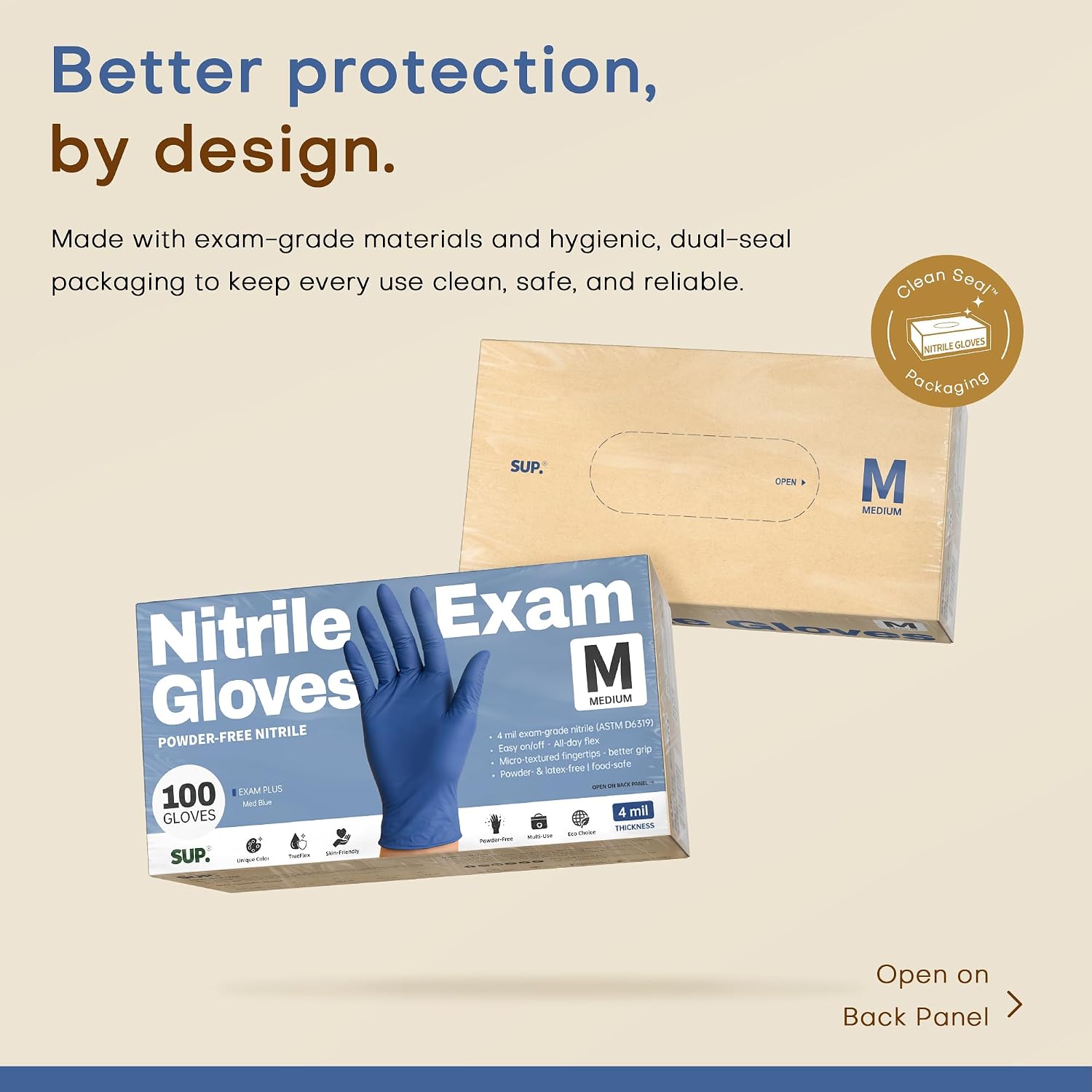 Powder-Free Nitrile Exam Gloves, Food Safe Latex-Free Medical Non-Sterile Cooking Disposable Glove, Blue 100/1000 Count
