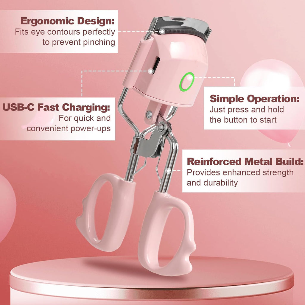 Heated Eyelash Curler Fast Heat up Within 15s, Electric Eyelash Curlers with 2 Temperature Modes for 24H Long-Lasting