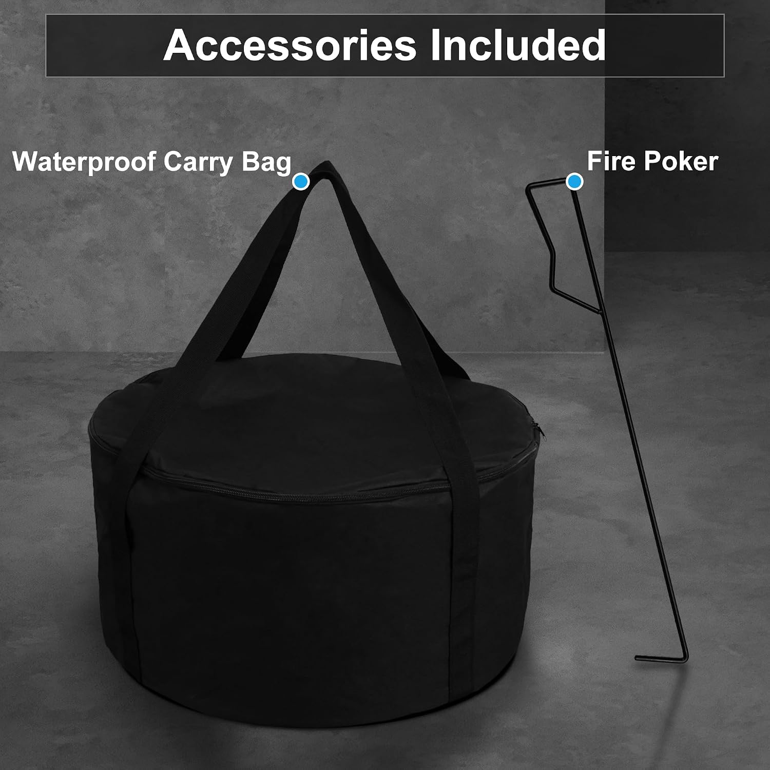19.5 inch Smokeless FirePit with Waterproof Bag & Poker, Stainless Steel Outdoor Smokeless Fire Pit, Wood Burning
