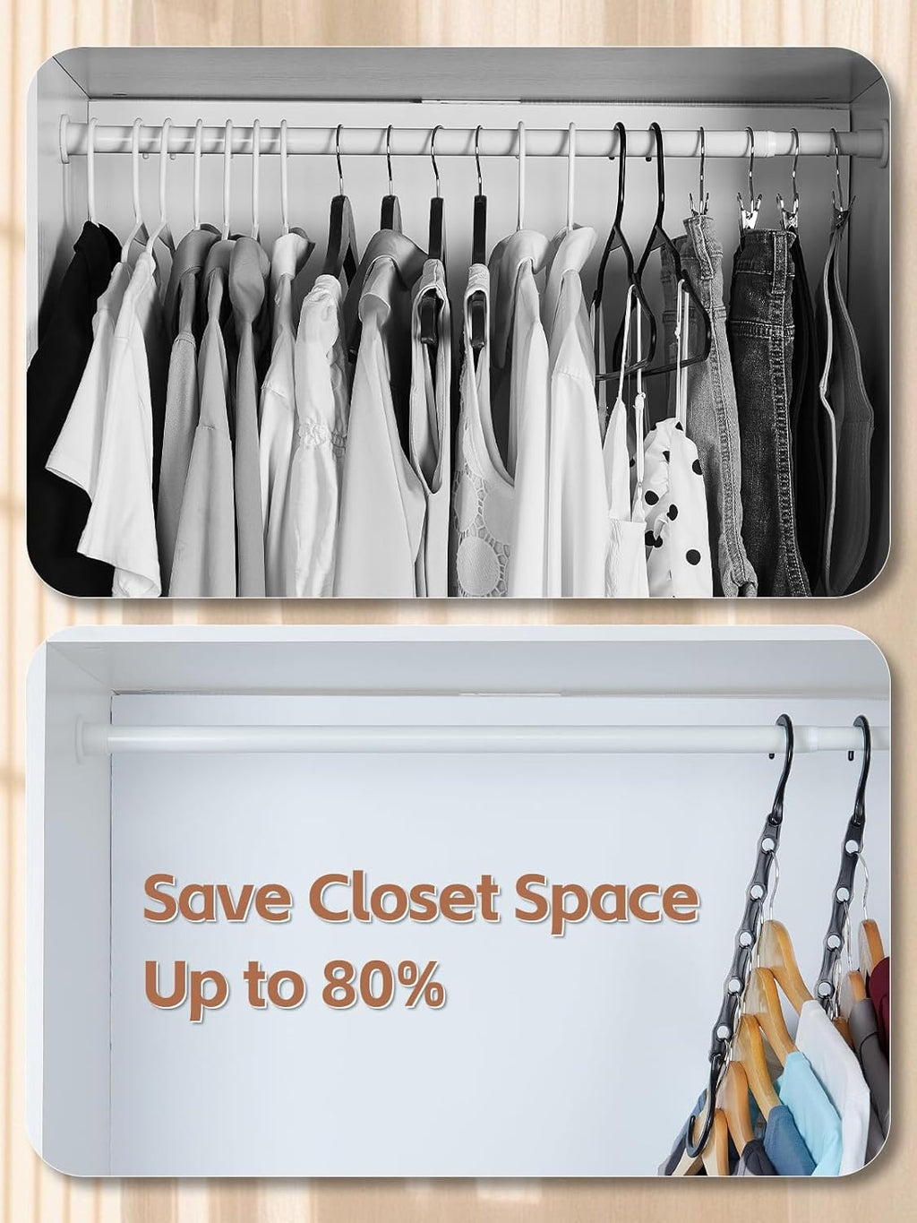 Black Magic Space Saving Hangers 10 Pack, Premium Smart Hanger Hooks, Sturdy Cascading Hangers with 5 Holes for Heavy