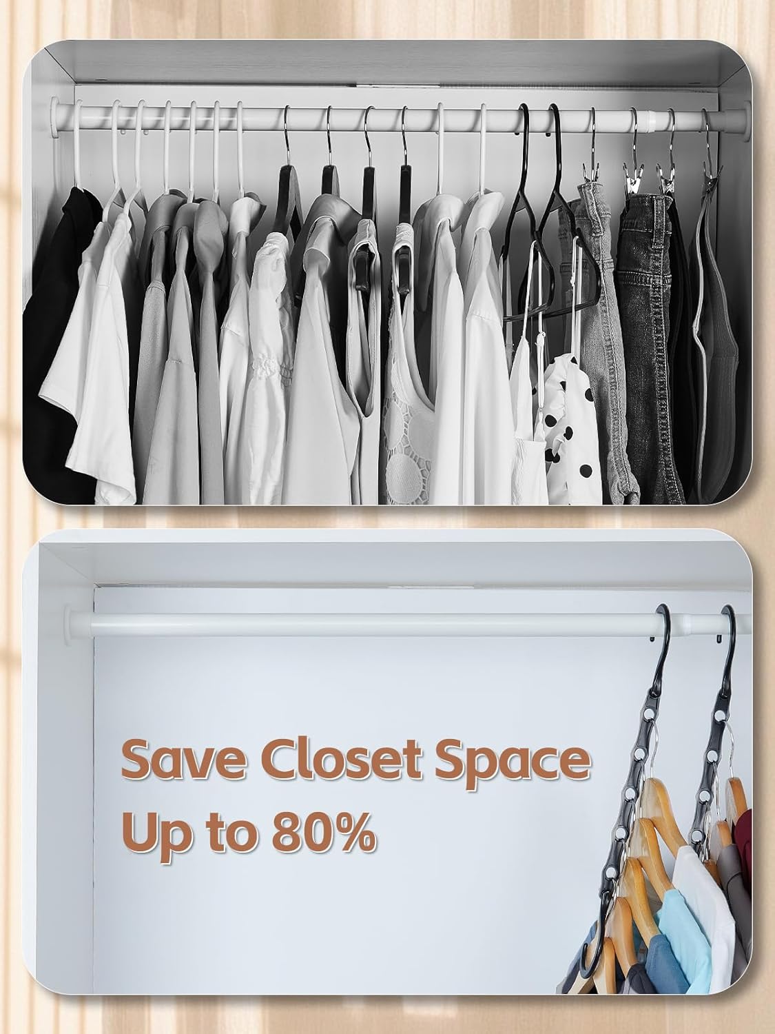 Black Magic Space Saving Hangers 10 Pack, Premium Smart Hanger Hooks, Sturdy Cascading Hangers with 5 Holes for Heavy