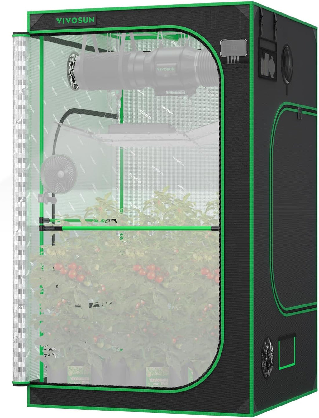 P448 4x4 PRO Grow Tent with High CFM Kit, 48"x48"x 80" | Large Observation Window, Thickest 1" Poles, 2000D Oxford