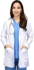 Medical Lab Coat Button-Front Long Sleeve for Classroom Lab & Healthcare