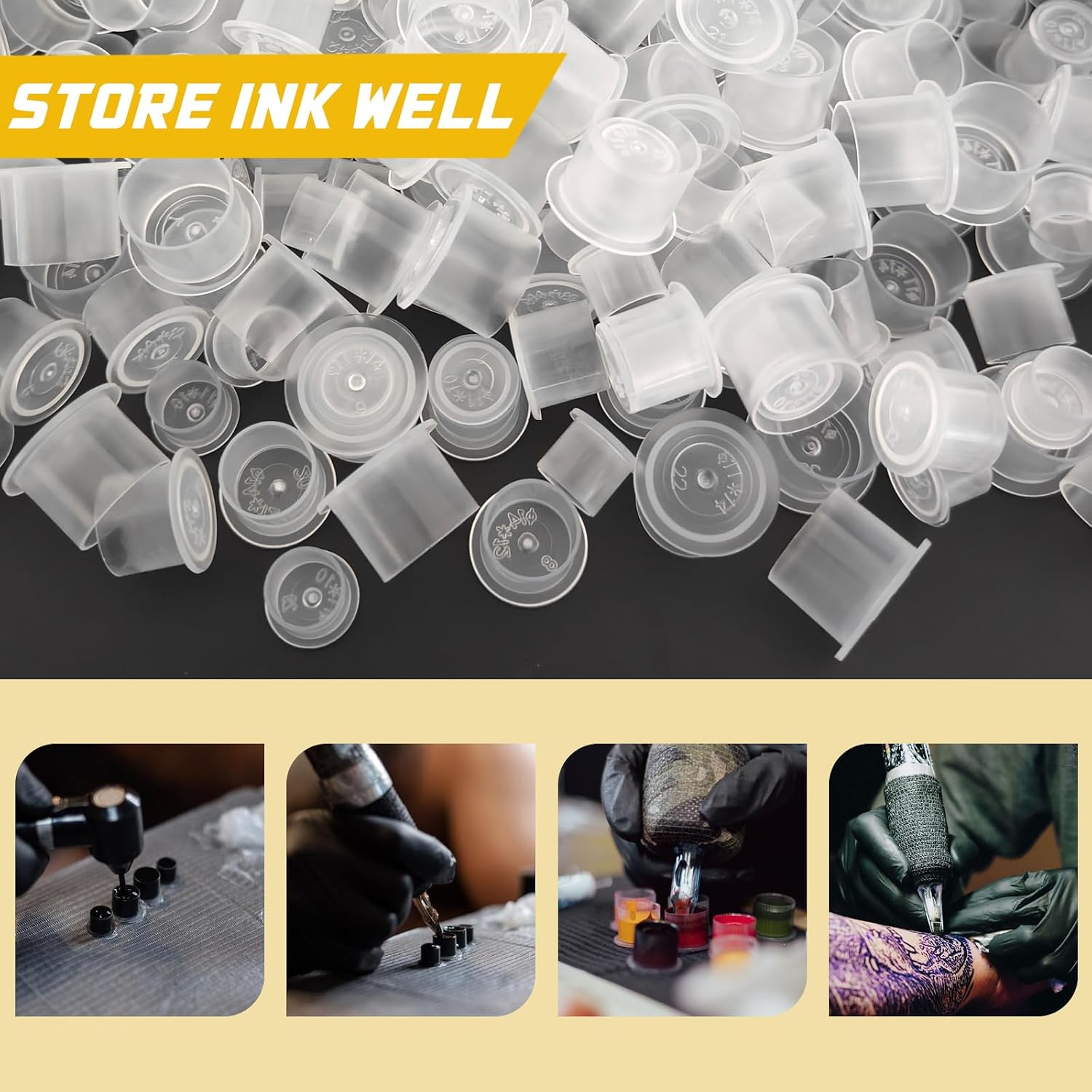Tattoo Ink Caps 1000Pcs Medium Ink Caps #14mm Disposable