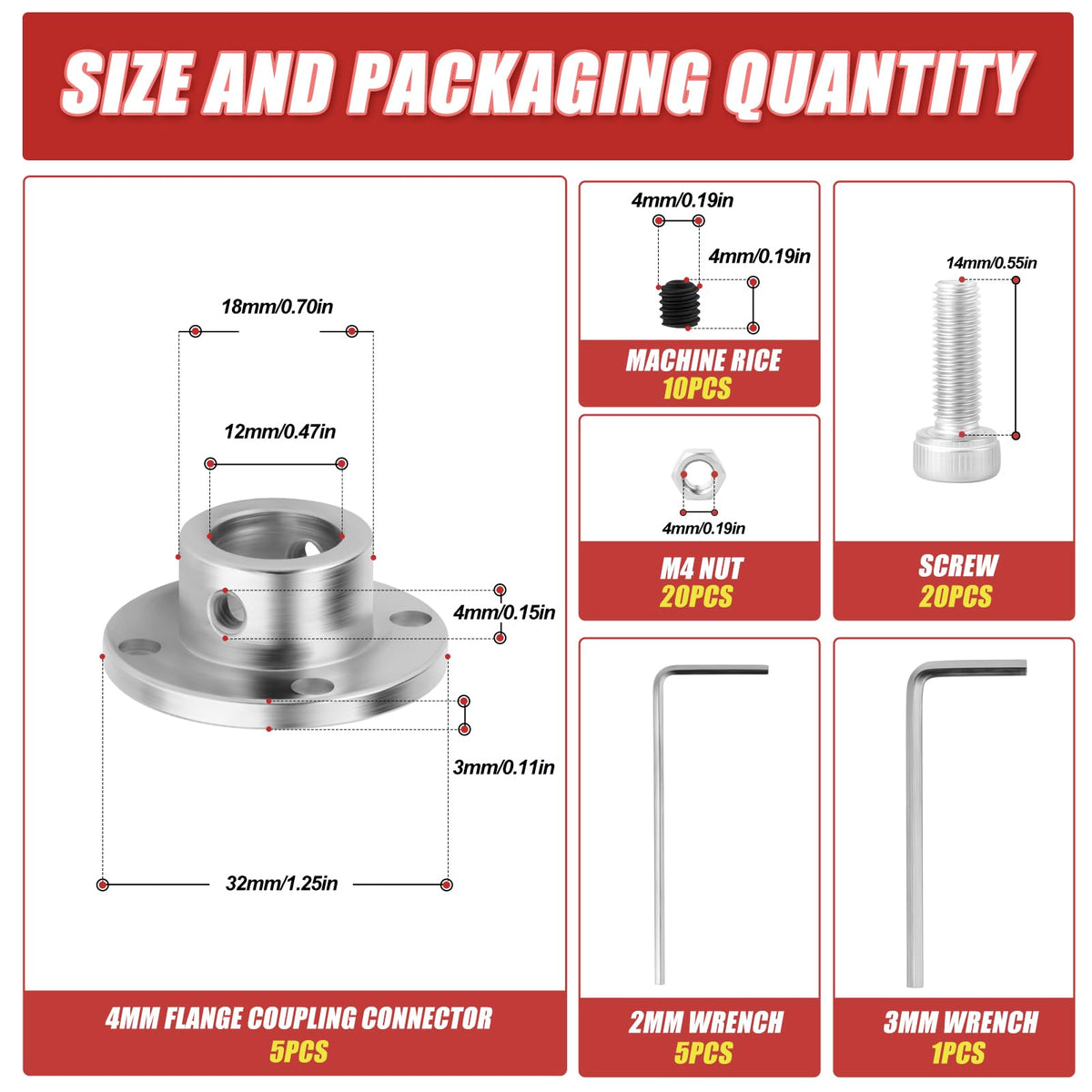 QCQIANG 5PCS 12mm Flange Coupling, Motor Shaft Coupler, Flanged Shaft Mount, for DIY Handmade Model