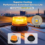 1-Pack Amber Strobe Beacon Light, Rechargeable LED, Magnetic Base | Wireless 3600mAh with suction cup mount.