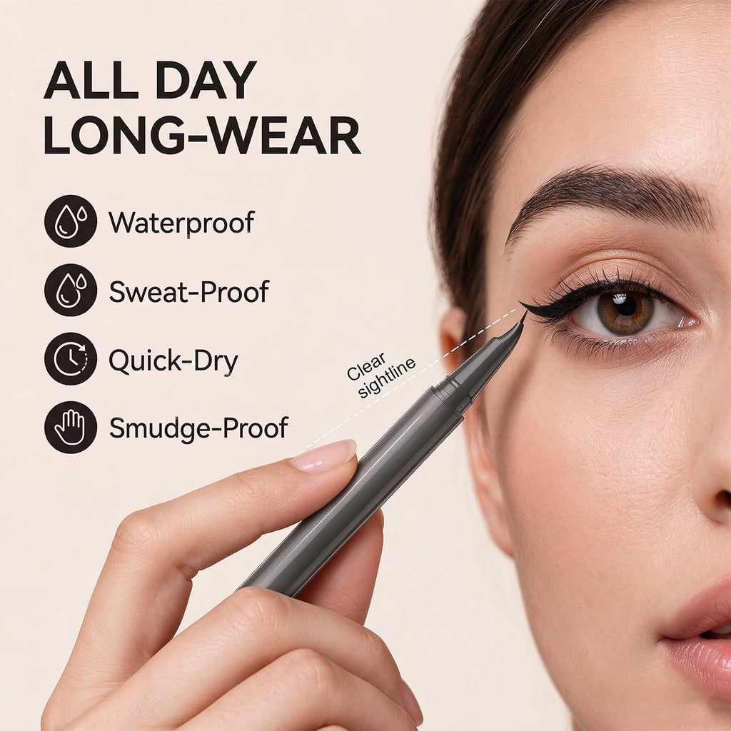 Ultra-Fine Liquid Eyeliner with 19° Angled Tip, Clear-Sight Tip Design