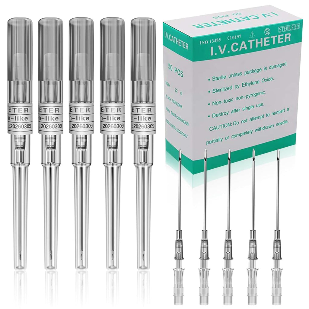 Juder 16G Catheter Piercing Needles - 50Pcs Kit for Ear, Nose, Lip, Tongue, Belly & Cartilage Piercing