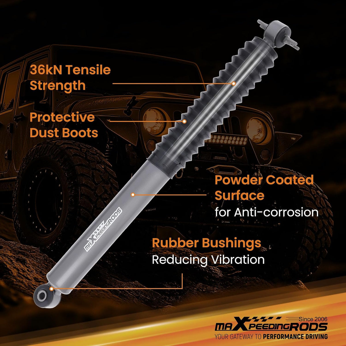 maXpeedingrods 0-3" Rear Shocks for Jeep Wrangler JK JKU 2007-2018