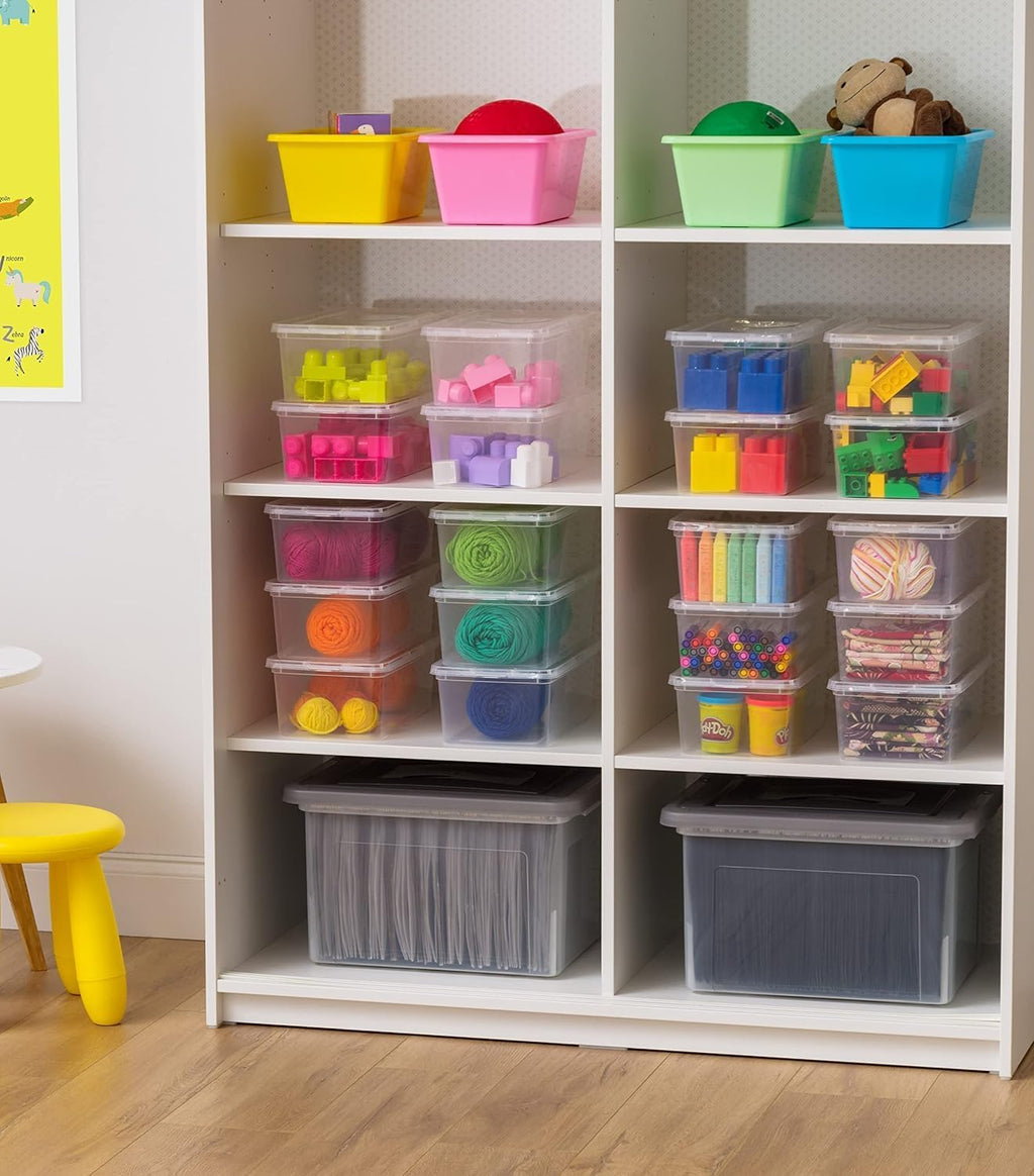 6 Qt Storage Bins with Lids, 6-Pack Clear Plastic Storage Containers, Stackable Organization Boxes for Shoes, Crafts