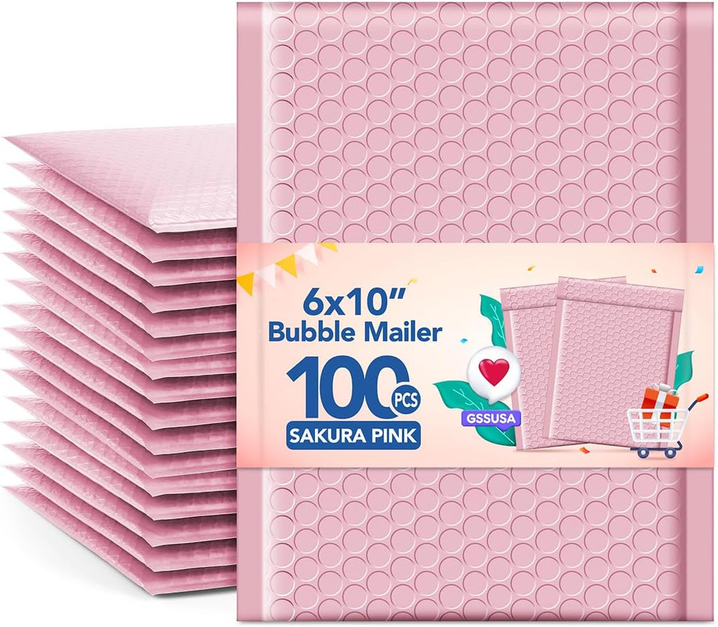 Light Pink Bubble Mailers 6x10" 100 Pack Padded Envelope