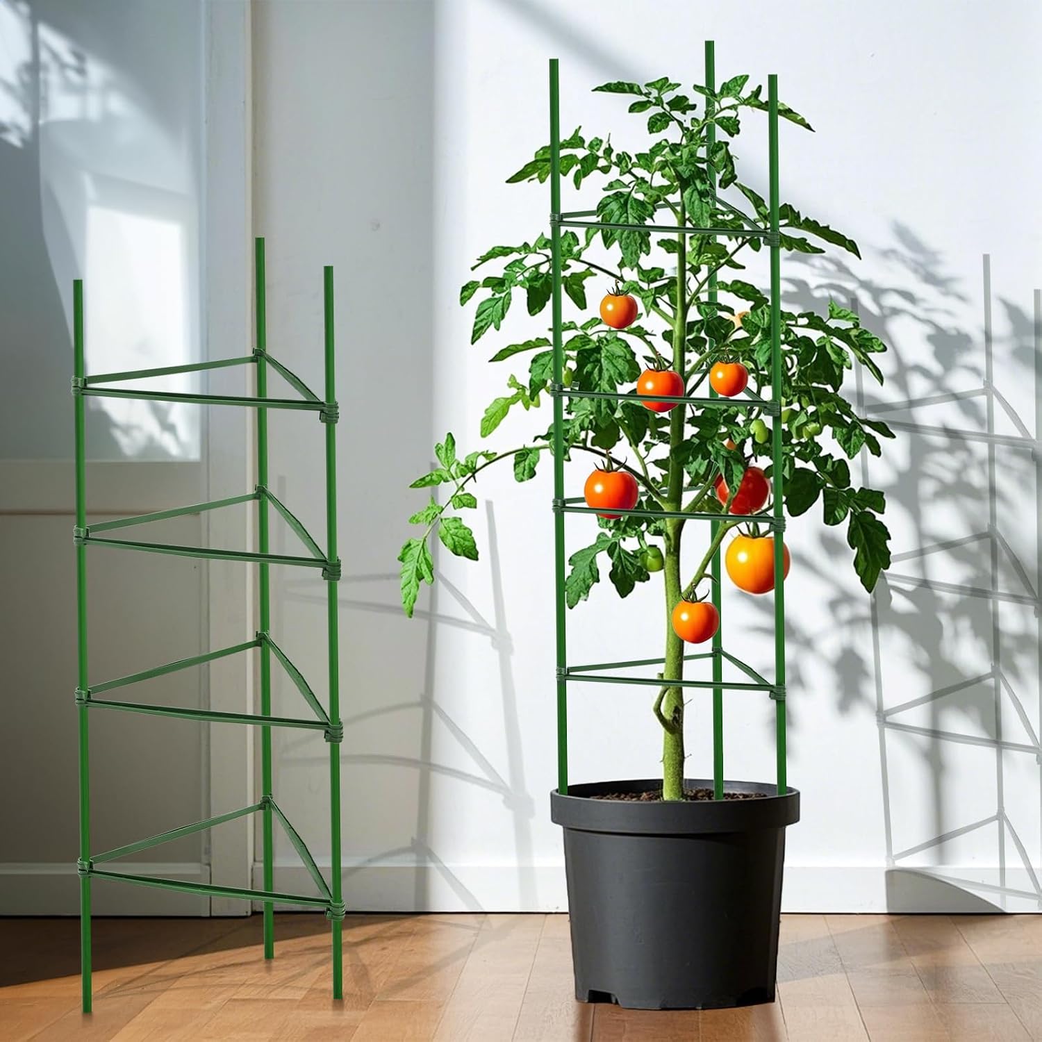 100 Pcs Plant Stake Arms for Tomato Cage, 11.8” Expandable Plant Supports Trellis Connector with 2 Buckles for 11mm