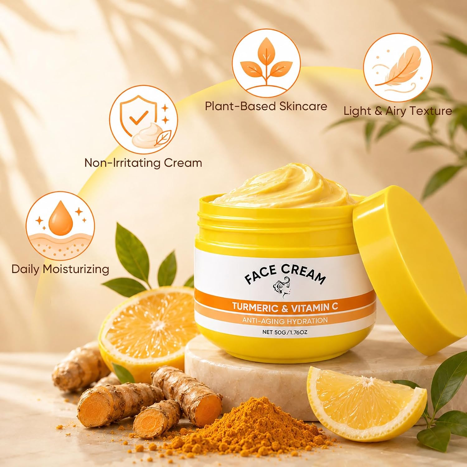 Turmeric Wash and Care 3 Pcs Set: Turmeric Face Wash, Toner & Face Cream | Turmeric Foaming Facial Cleanser for Face
