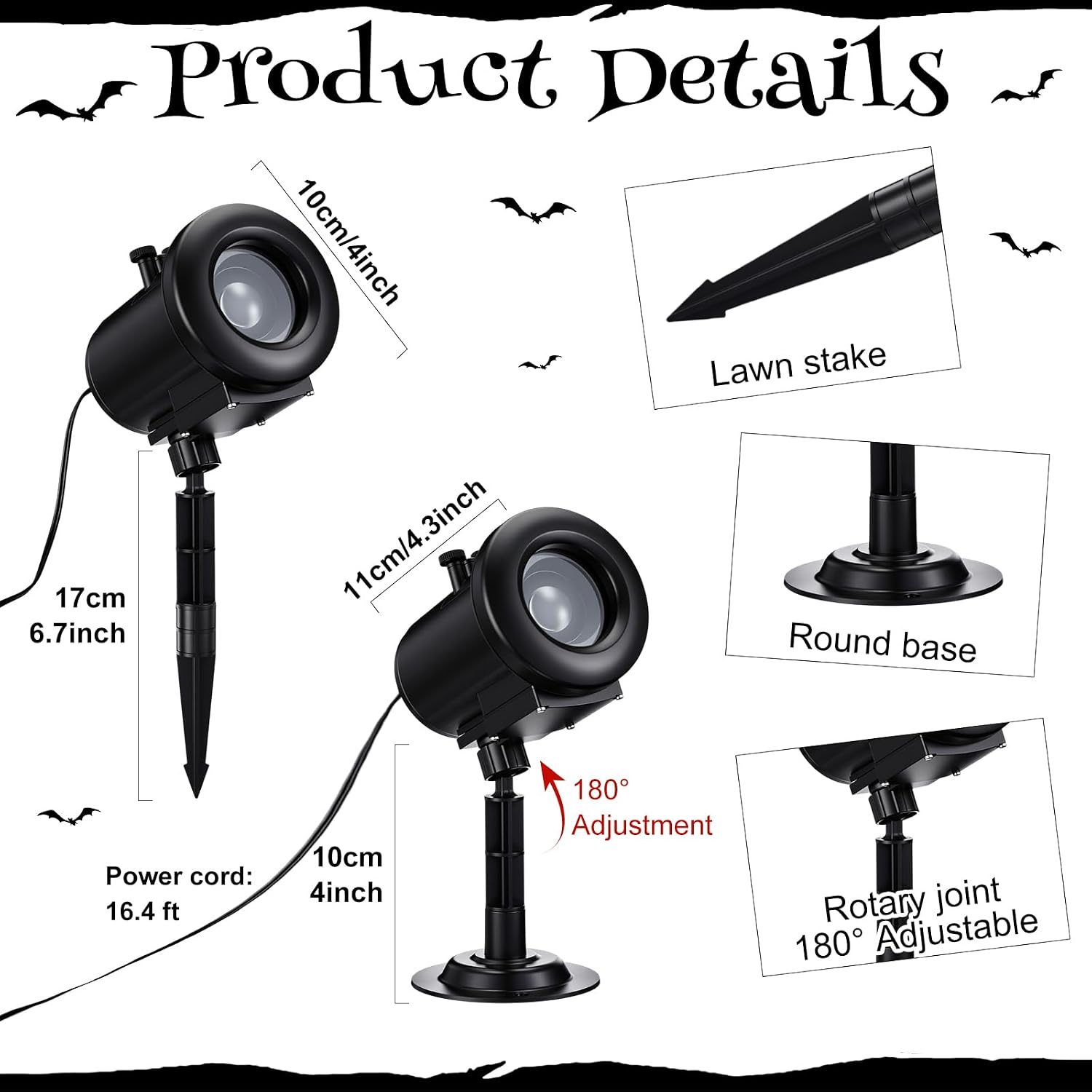 12 in 1 Halloween Projector Lights Outdoor 2026 Upgrade 3D Dynamic Window Indoor Decorations Skull Ghost Bats Witch