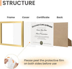 Certificate Frame, 8.5 by 11 Diploma Frames, 1 Pack, Gold | Clear Plexiglass, 8.5x11 Document Degree Frames for