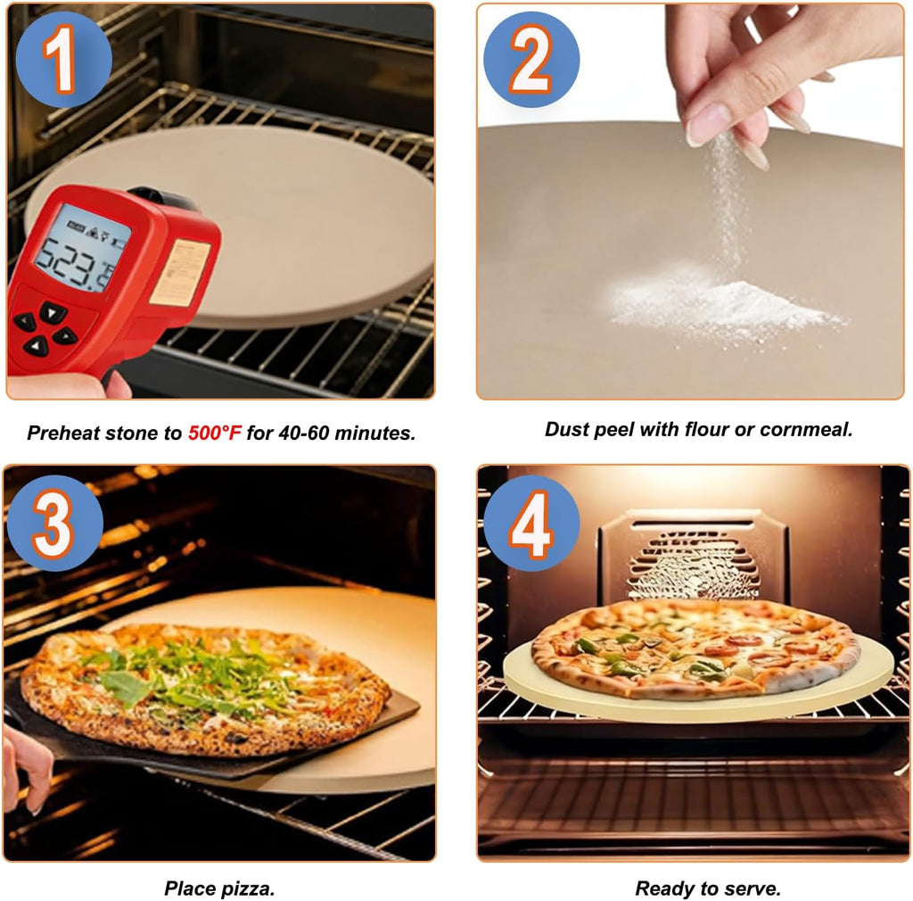 Large Round 16 Inch Pizza Stone for Grill and Oven, Cordierite Baking Stone