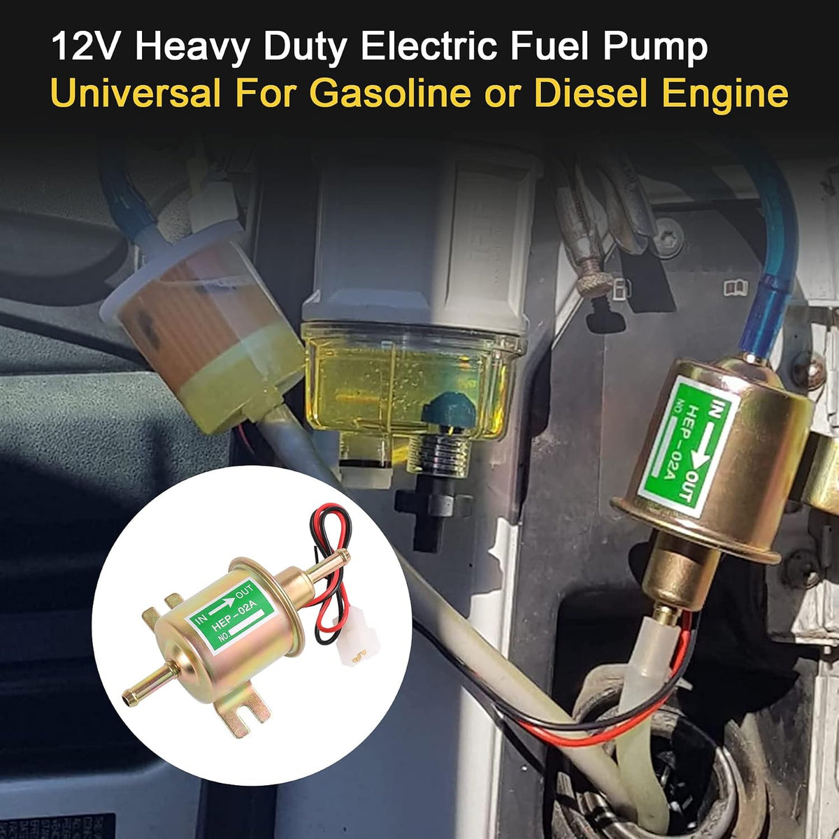 Universal Electric Fuel Pump Kit 12v 3-6 PSI Low Pressure Replacement For Carburetor Lawn Mower Gas Diesel Fuel Transfer Pump
