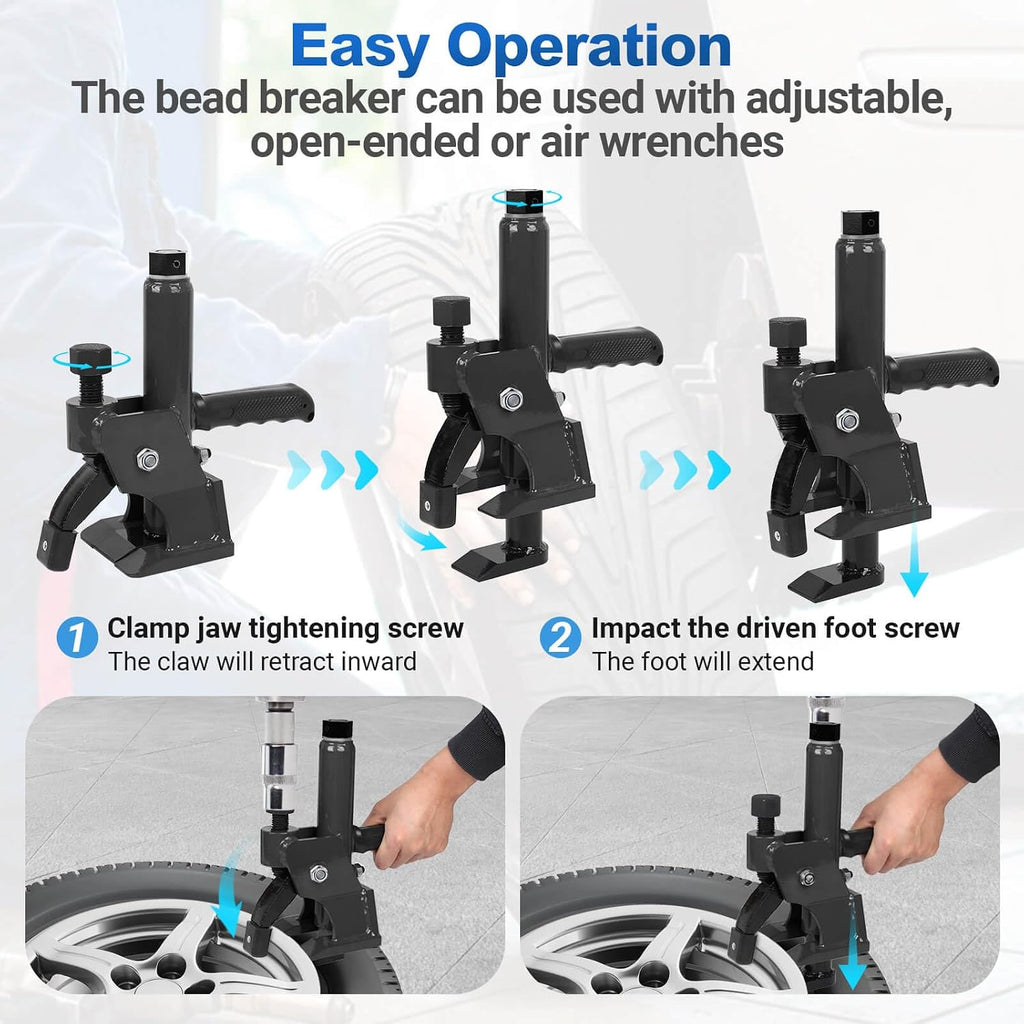 Manual Tire Bead Breaker with Handle and Rubber Pad, Fit for 38 and 42 Inches Tires Changer, Easy-Operated Manual
