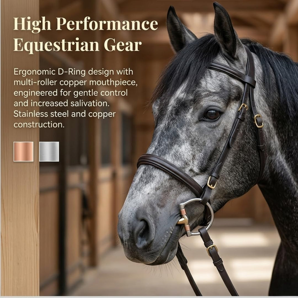 Snaffle Horse Bit with Rollers – Stainless Steel Horse Training Bit for Equestrian Riding, Western Tack Horse Bit for