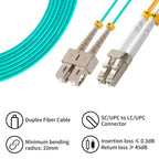 OM4 LC to SC Fiber Patch Cable, Multimode, 10M(33ft),2Pack