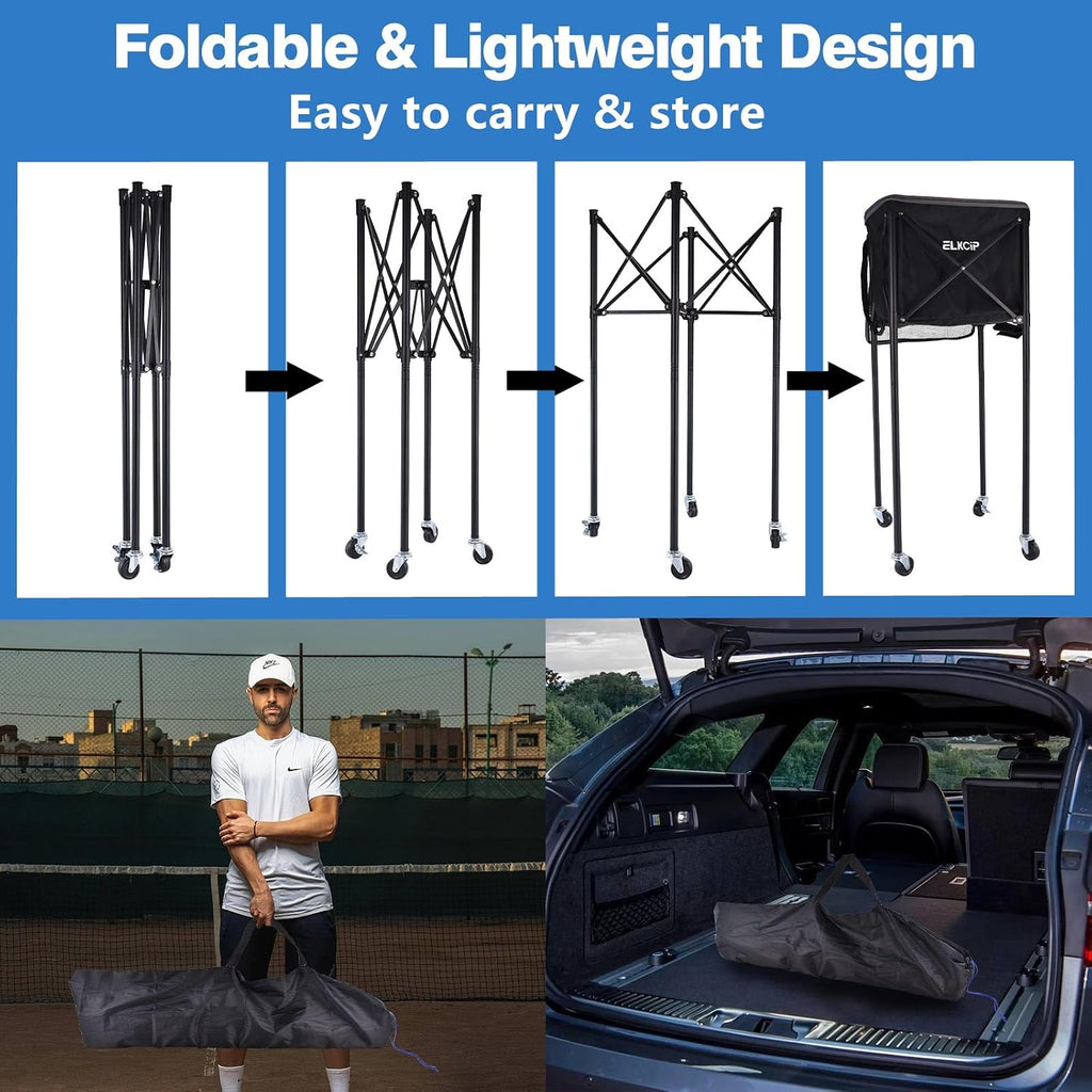 Portable Pickleball & Tennis Ball Hopper - Pickleball Collector Retriever Basket Carrier Gatherer Picker Container