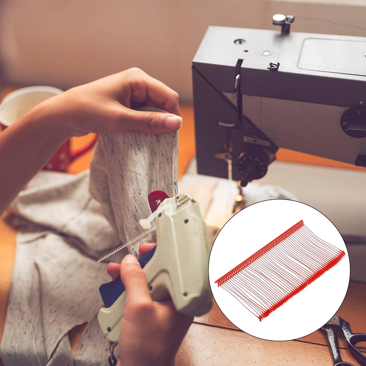5000Pcs Standard Tagging Gun Fasteners,2 Inch Red Garment Tags Label Gun Plastic Refills, Fabric Tag Attachments Gun