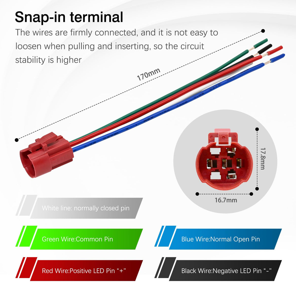 1 Pcs 16mm Latching Push Button Switch (White Light)