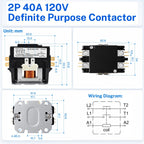 40A 2 Pole Contactor 120V Coil for AC Pump Elevator Lighting