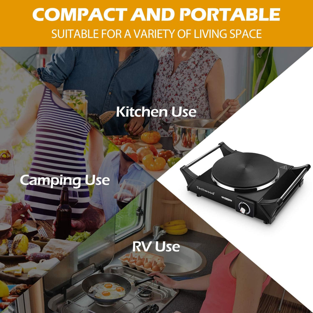 Hot Plate, Techwood Electric Stove for Cooking, 1500W Countertop Single Burner with Adjustable Temperature and