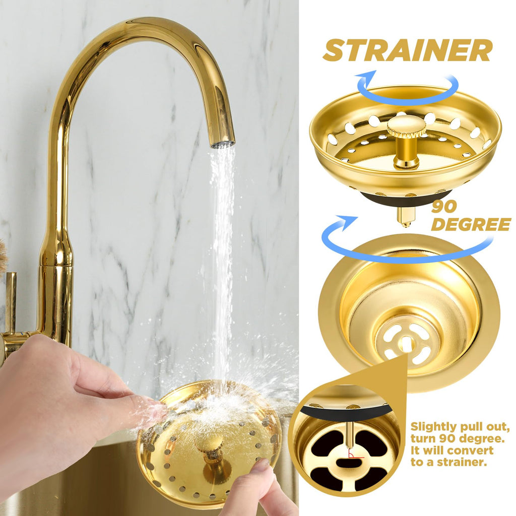 Norme 5 Pcs 3-1/2" Kitchen Sink Drain for Garbage Disposal,Gold