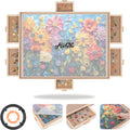 1000 Pieces Rotating Puzzle Board with 6 Drawers and Cover,22.44"x30.16"Portable Wooden Jigsaw Puzzle Table for