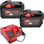 12.0Ah Replacement for Milwaukee 18V Battery and Charger M-18 Battery 2Pack