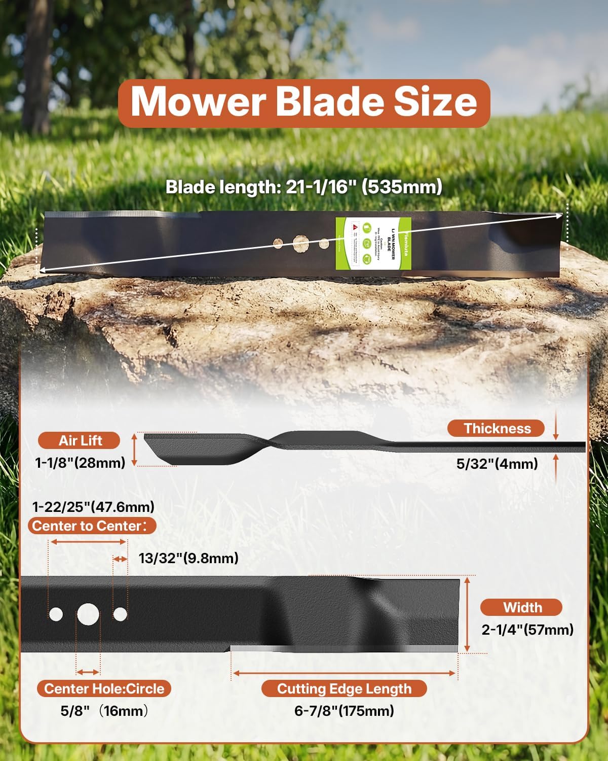 331737B Mulching Blade, 21-Inch Professional Lawn Mower Blade for Craftsman, Husqvarna, Poulan Mowers, Replaces OEM no. 165833, 175052, 406712, 532175064, 594893001, 175064