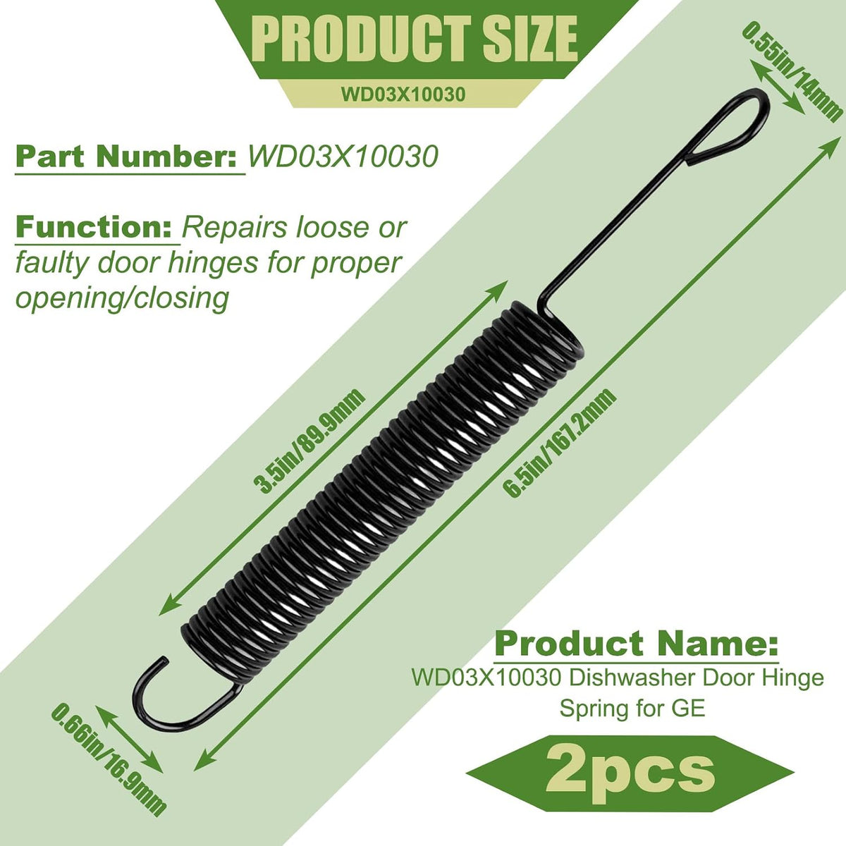 2-Pack WD03X10030 Universal Fit GE Dishwasher Door Hinge Spring - Restore Dishwasher Door Function, ge dishwasher spring，Replaces AP3994827, 1263909, AH1481850, EA1481850, PS1481850