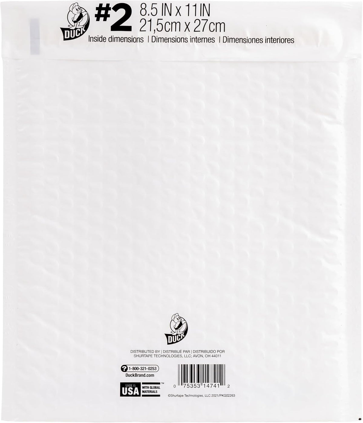 Brand #2 Poly Bubble Mailers, White, 10.5 inch x 15 inch, 25 Pack